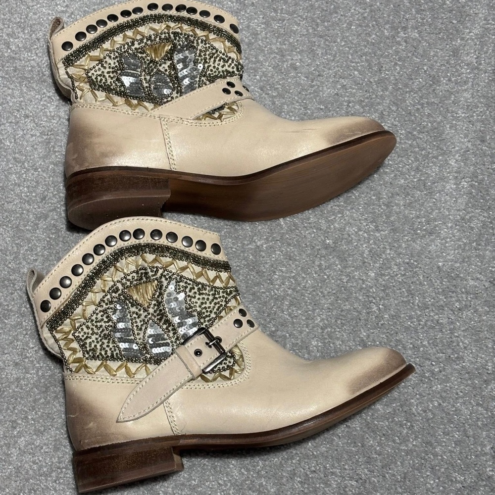 Naughty Monkey leather beaded cowboy booties Size 7/7.5
